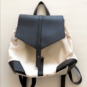 Leather and canvas backpack